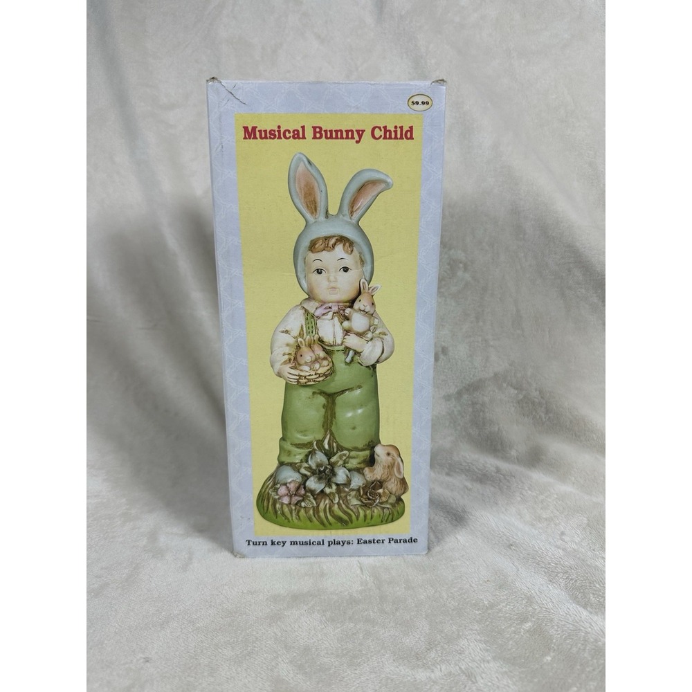 VTG Bethany Lowe Boy Rabbit Ears Easter Parade Music Box, Works. Original Box. - Picture 7 of 8